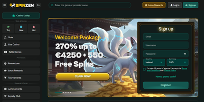 Spinzen websted forhåndsvisning