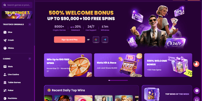 TrustDice predogled spletnega mesta